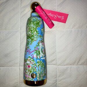 Lilly Pulitzer stainless steel water bottle in Palm Beach toile - NWT